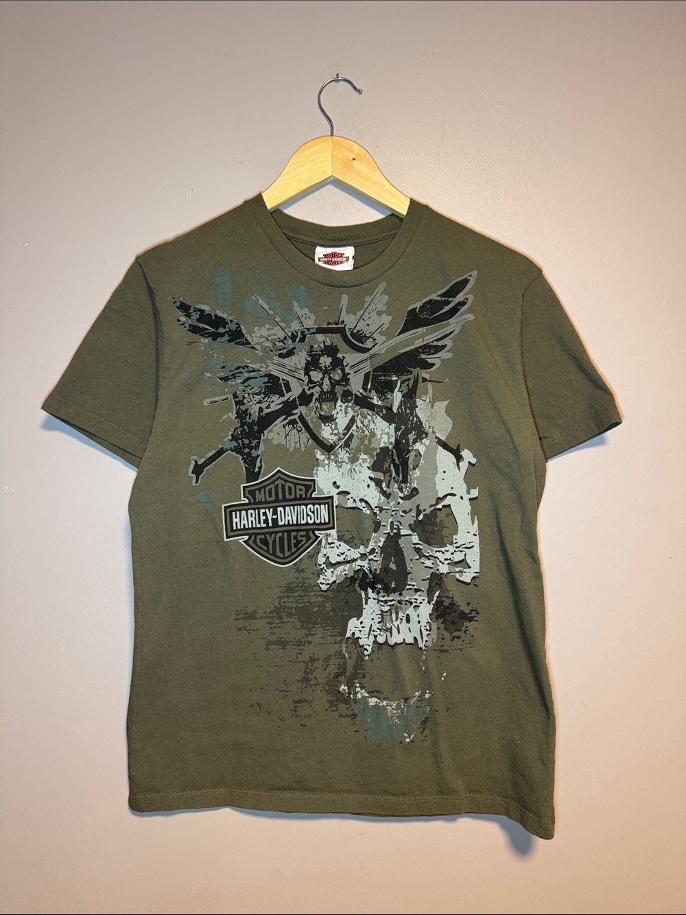 Vintage Y2K Harley Davidson Skull Swords Smokey Mountain T-Shirt / Medium